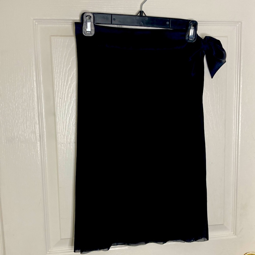Vivienne Tam Black Skirt Side Bow Nylon Sheer Lined 30” waist Size 1